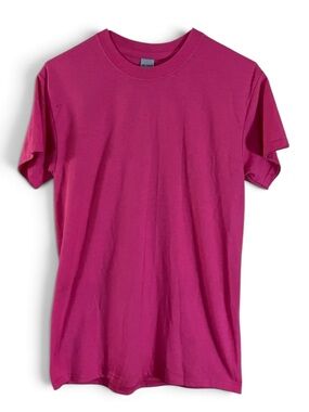 Gildan Dark Rose Pink Basic Plain Crew X-Long Tee Top